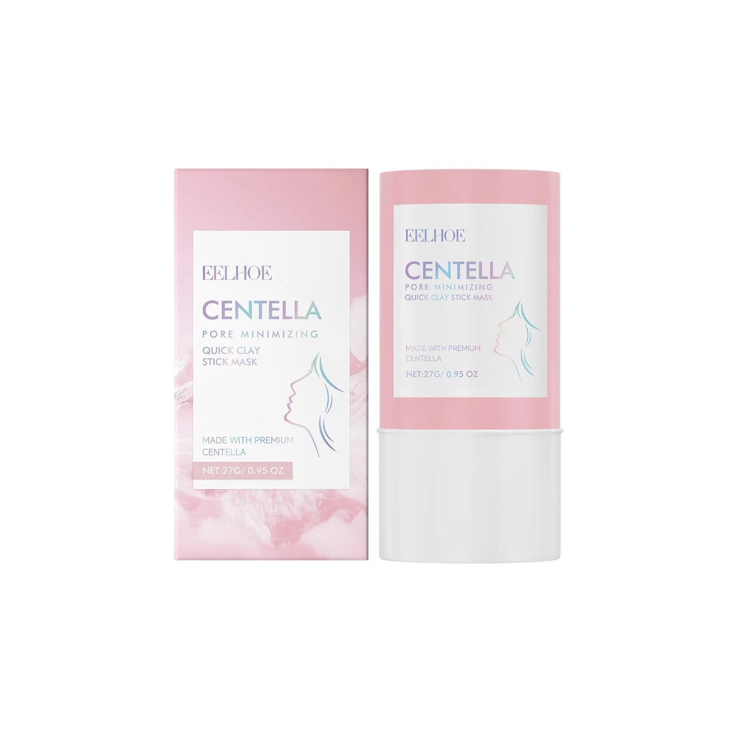 Centella Clay Stick Mask Deep Hydration Pore Minimizing Soothing Whitening Facial Care Fast Convenient Exfoliating Beauty Pink