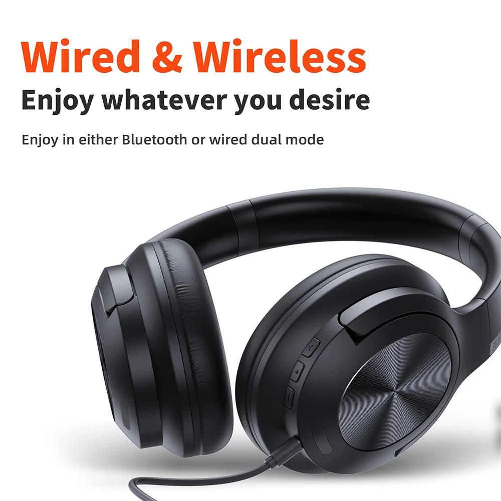 Wireless bluetooth headset QERE E80 Earphone 5.3 ANC Noise Cancellation Hi-Res Audio Over the Ear headphones 70H 40mm Driver2.4G