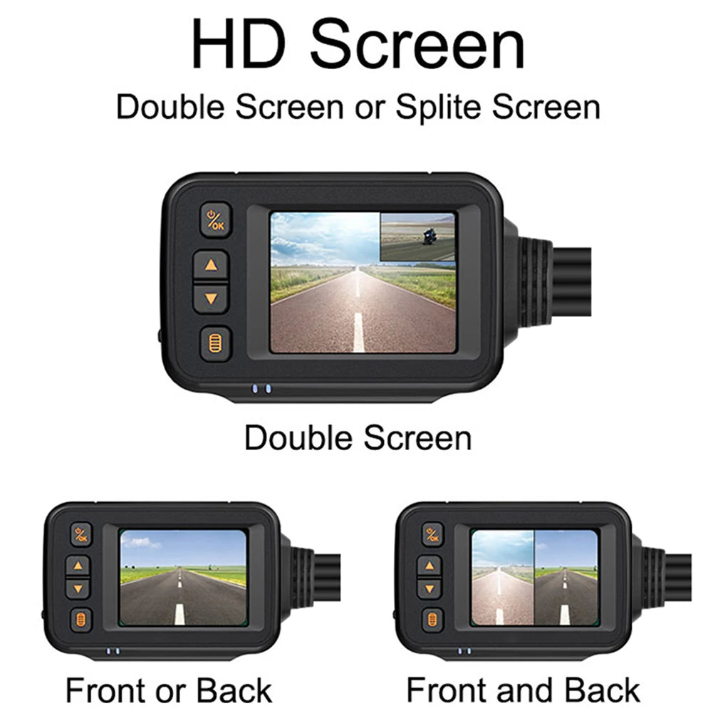 1080P Waterproof Motorcycle Camera DVR Motorcycle Dashcam 2 Inch Display Front Rear Camera Driving Recorder Box DVR Dash Cam