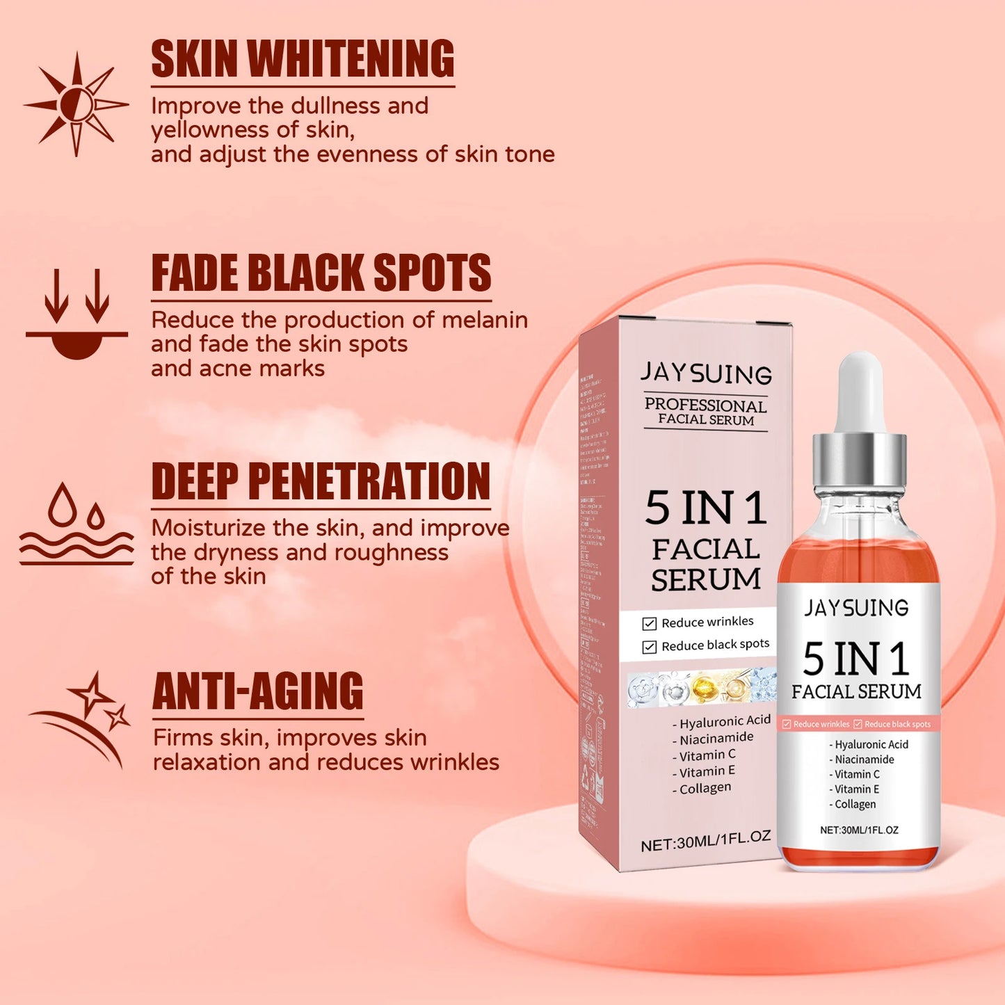 Jaysuing Face Skin Care Serum Nourishing Skin Reduce Dryness Enhance Skin Elasticity Lifting Fade Fine Lines Beauty Face Serum