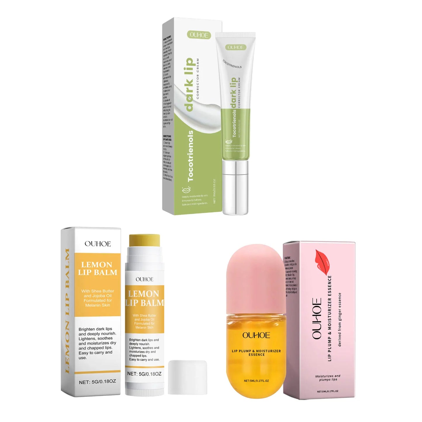 Ouhoe Remove Dark Lip Balm Moisturizing Gloss Exfoliating Lightening Melanin Repair Cracking Lip Plumping Lip Cream Pink Lip Oil