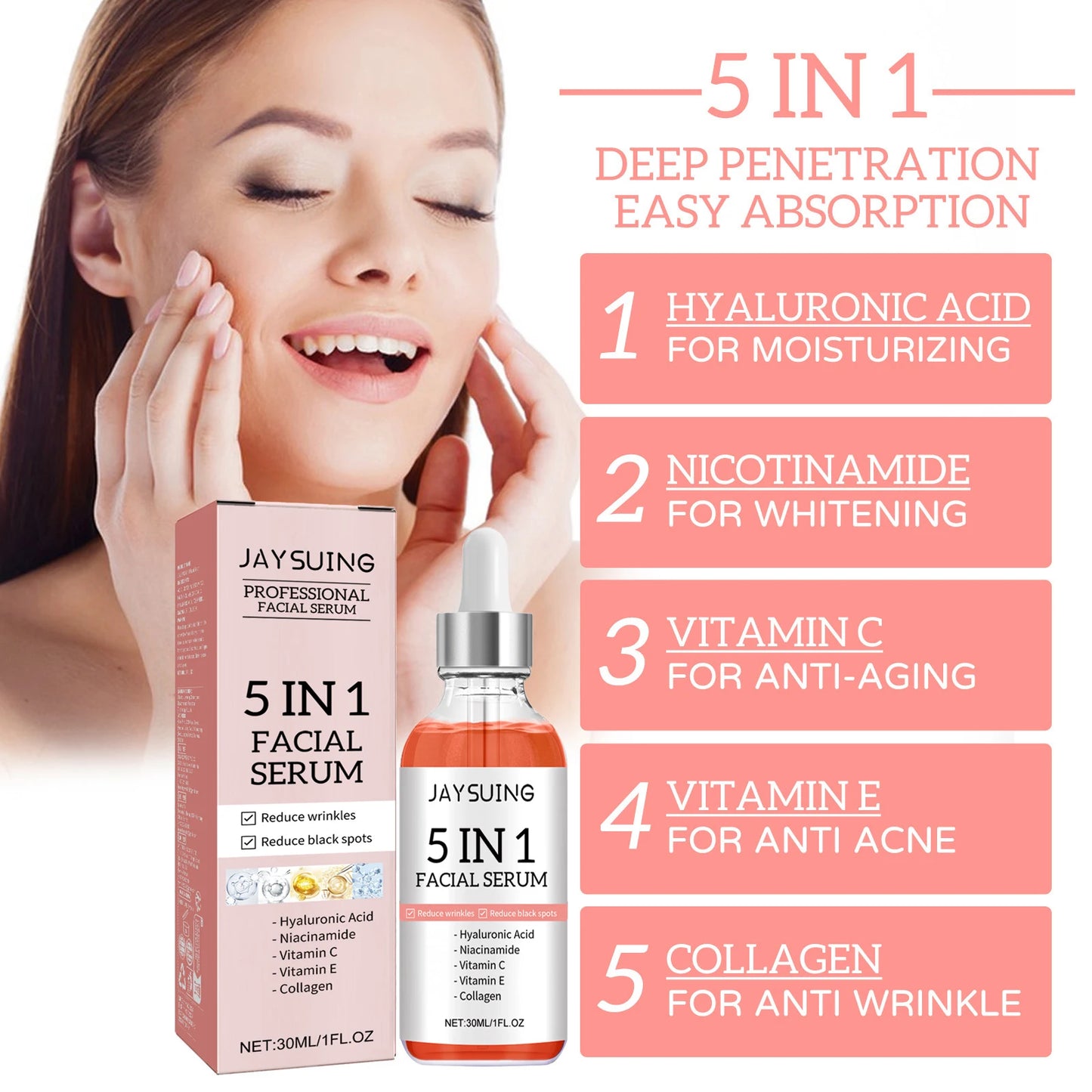 Jaysuing Face Skin Care Serum Nourishing Skin Reduce Dryness Enhance Skin Elasticity Lifting Fade Fine Lines Beauty Face Serum