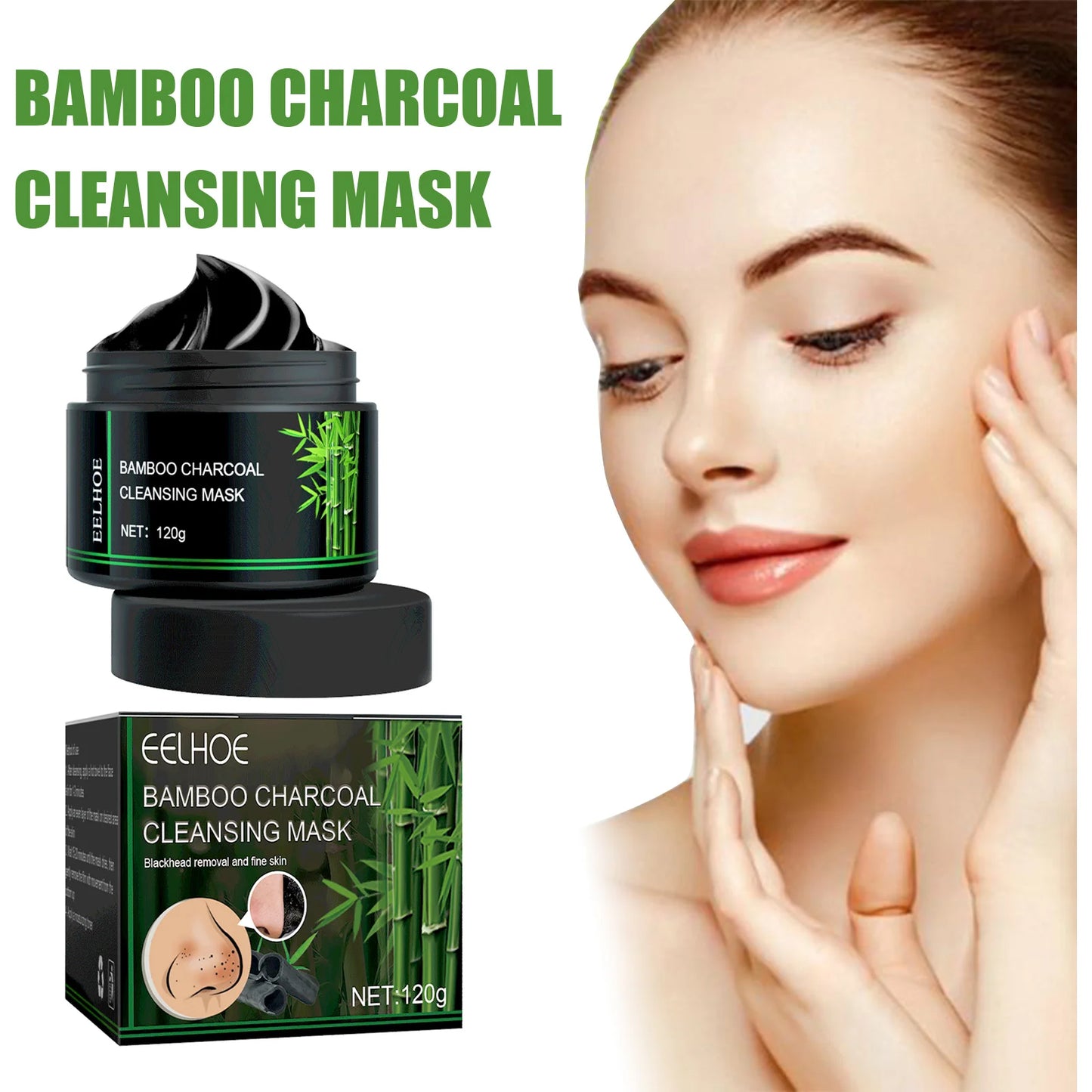 Eelhoe Charcoal Face Mask Nose Strips Toothpaste Blackhead Remover Clean Pores Teeth Whiten Oil Control  Face Teeth Clean Series