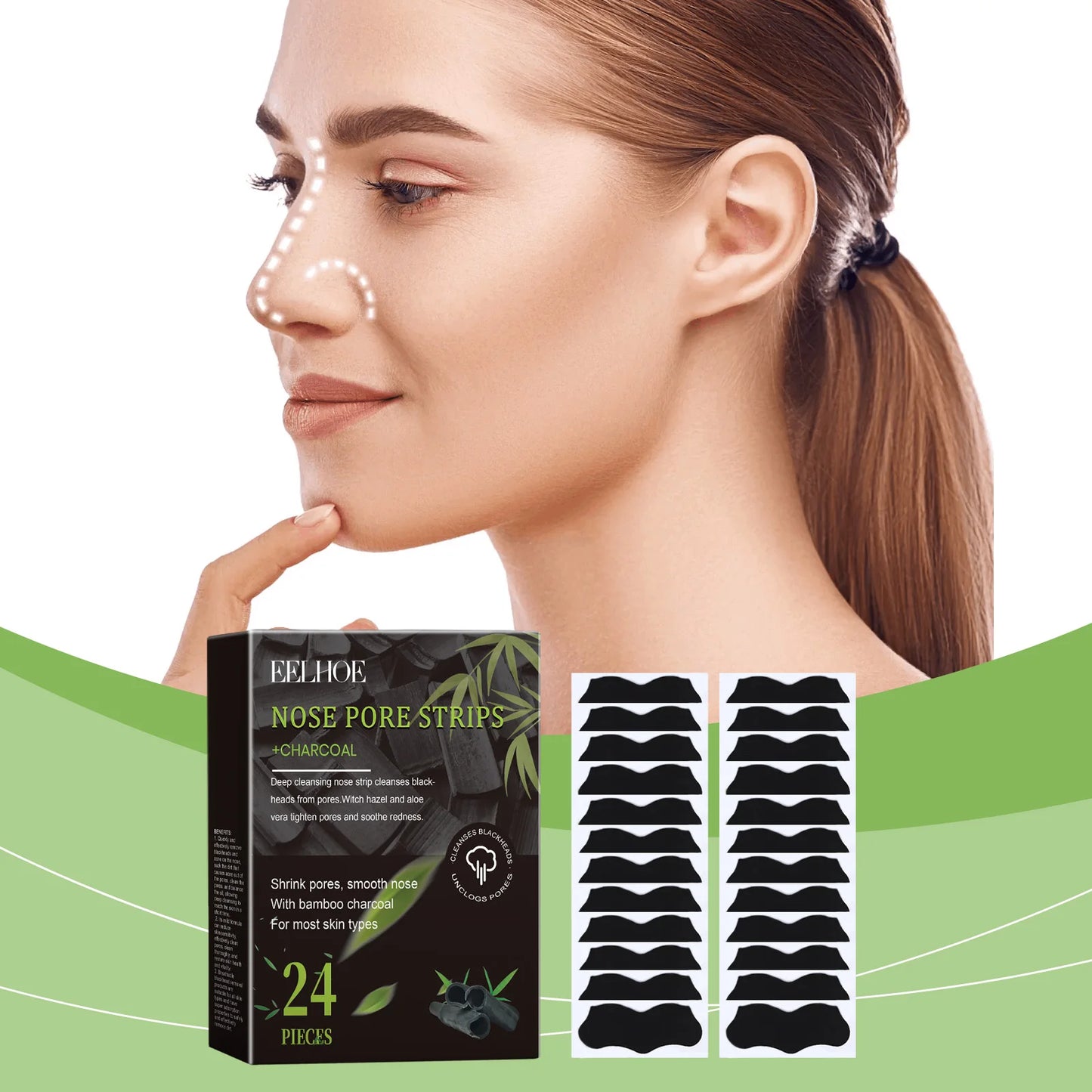 Eelhoe Charcoal Face Mask Nose Strips Toothpaste Blackhead Remover Clean Pores Teeth Whiten Oil Control  Face Teeth Clean Series