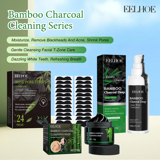 Eelhoe Charcoal Face Mask Nose Strips Toothpaste Blackhead Remover Clean Pores Teeth Whiten Oil Control  Face Teeth Clean Series