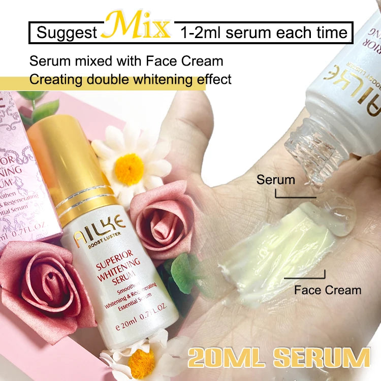 AILKE Lightening Anti-Wrinkle Face Cream With Collagen, Hyaluronic Acid, Whitening Skin Care Women Facial Moisturizer Set