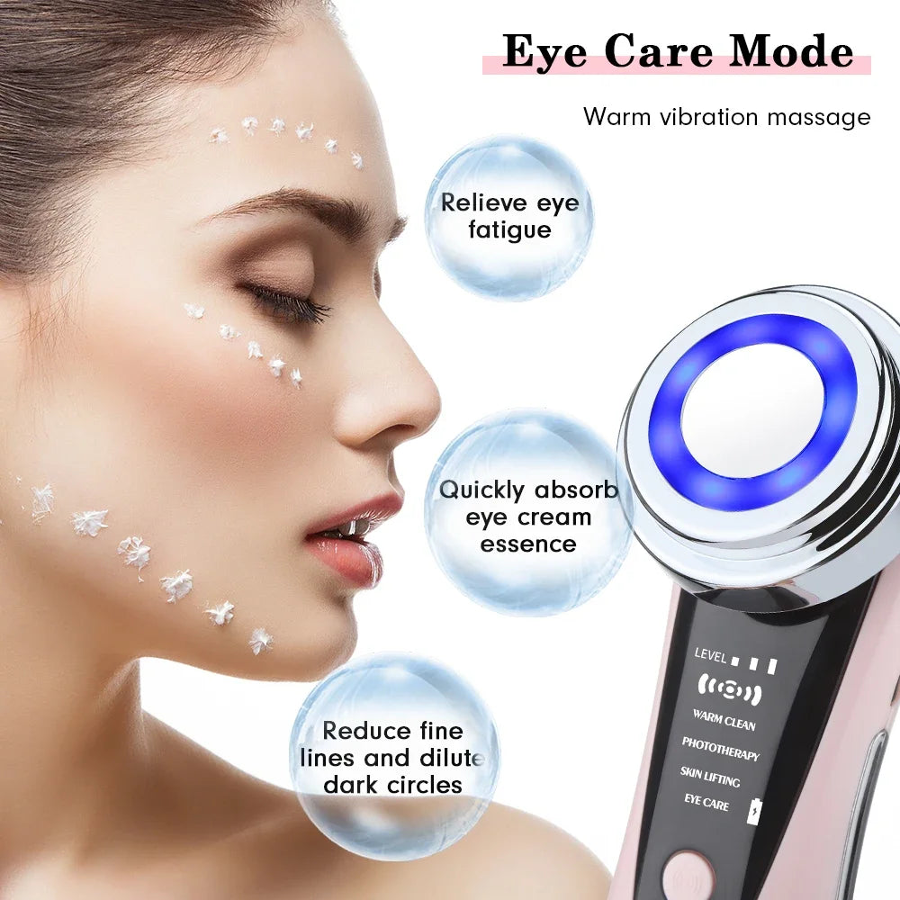 EMS Facial Massager LED Light therapy Sonic Ion Vibration Skin Tightening Face Lifting Anti Wrinkle Beauty Device Skin Care Tool