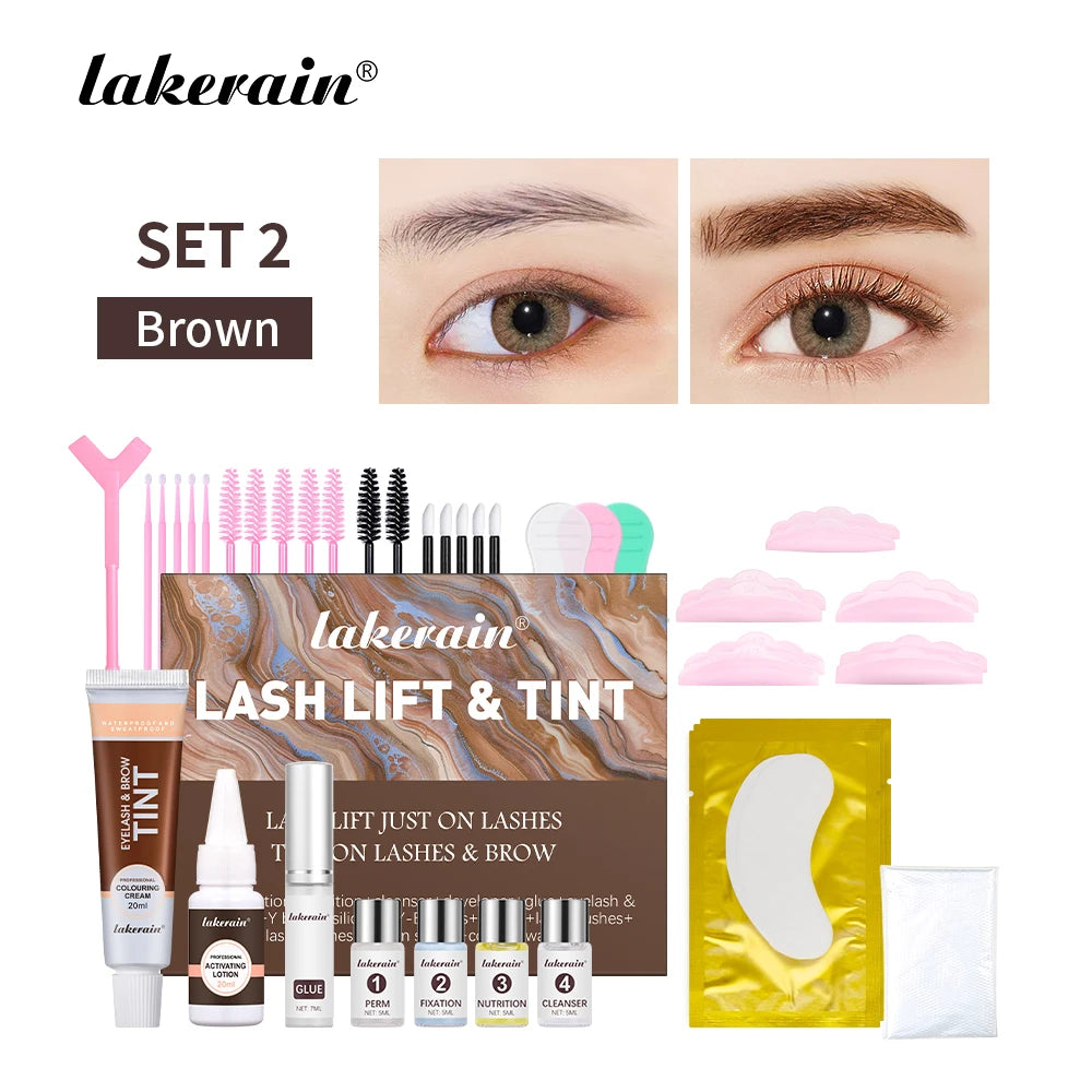 Lakerain Lash Lift and Tint Kit Professional Eyelash Lifting Perming Dyes Lashes Tint Woman Makeup Tool Curling Lashing Home Use