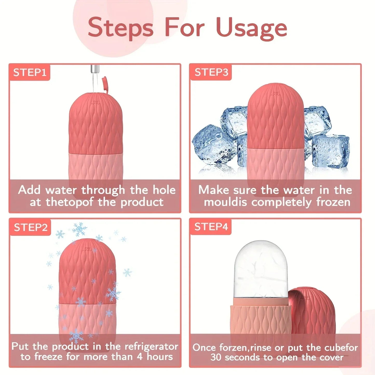 Ice Roller for Face & Eye Beauty Self Skin Care Tools Ice Holder Facial Cube Gua Sha Face Massage Ice Mold for Face Skin Tighten