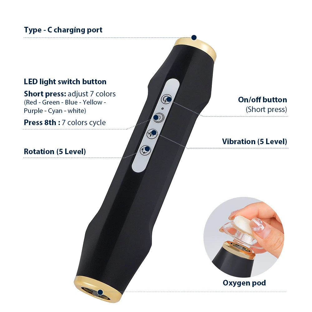 Facial CO2 Oxygen Bubble Machine Rechargeable Exfoliate Device Handheld Facial Clean Machine Wrinkle Removal Beauty Device