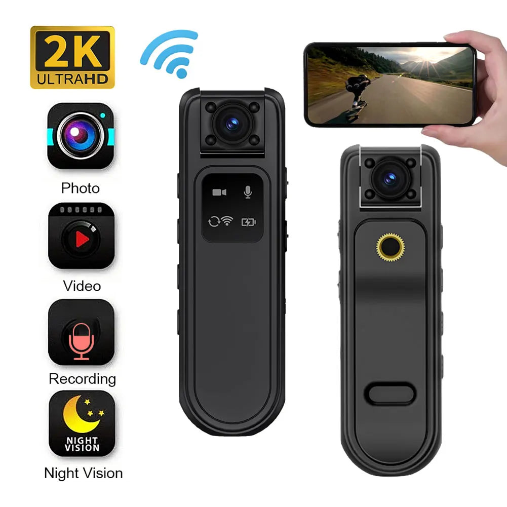 HD 2K Mini Camera Infrared Night Vision WiFi Miniature Camcorder Wearable Small Body Worn Cam for Law Enforcement