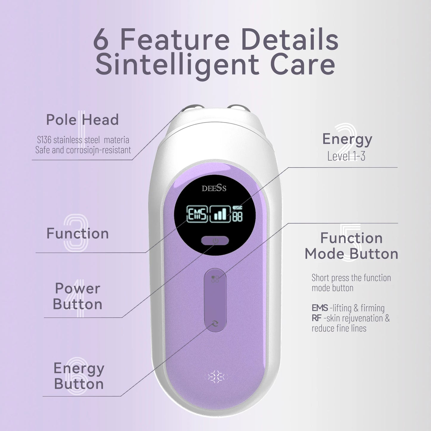 DEESS Multifunctional Beauty Device Fashion Facial Care Radio Frequency Skin Tightening Beauty Device