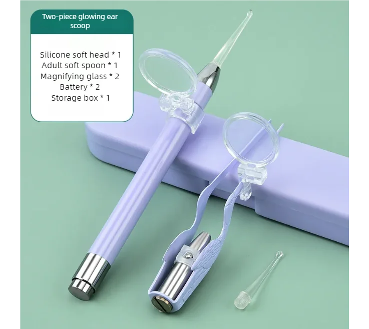 Ear Cleaning Kit with LED Light Ear Wax Removal Kit for Kids and Adults Earwax Spoon Digger & Tweezers  Ear Cleaning Tool Set