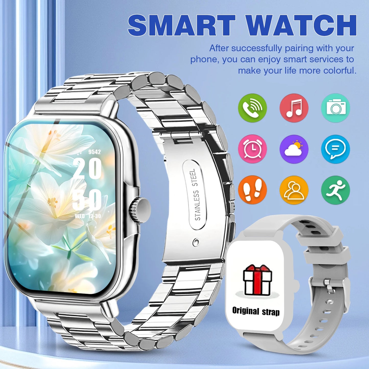2025 Smart Watch, Wireless Dialing, Multiple Sport Modes, Various App Notifications, Perfect Gift for Holidays, iPhone/Android
