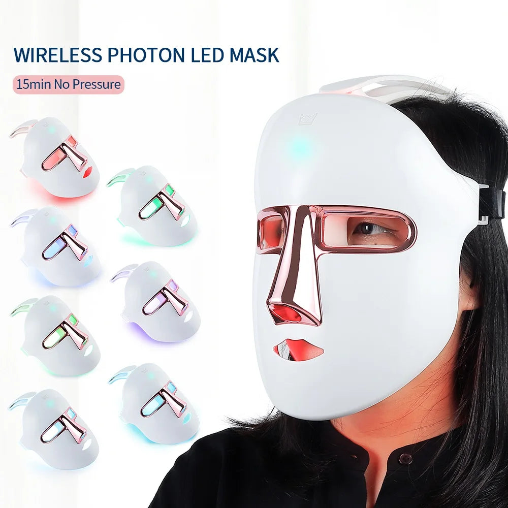 7 Colours LED Light Therapy Face Beauty Facial Devices For Anti-Aging Rejuvenation Brighten Facial Skin Tighten Rejuvenation