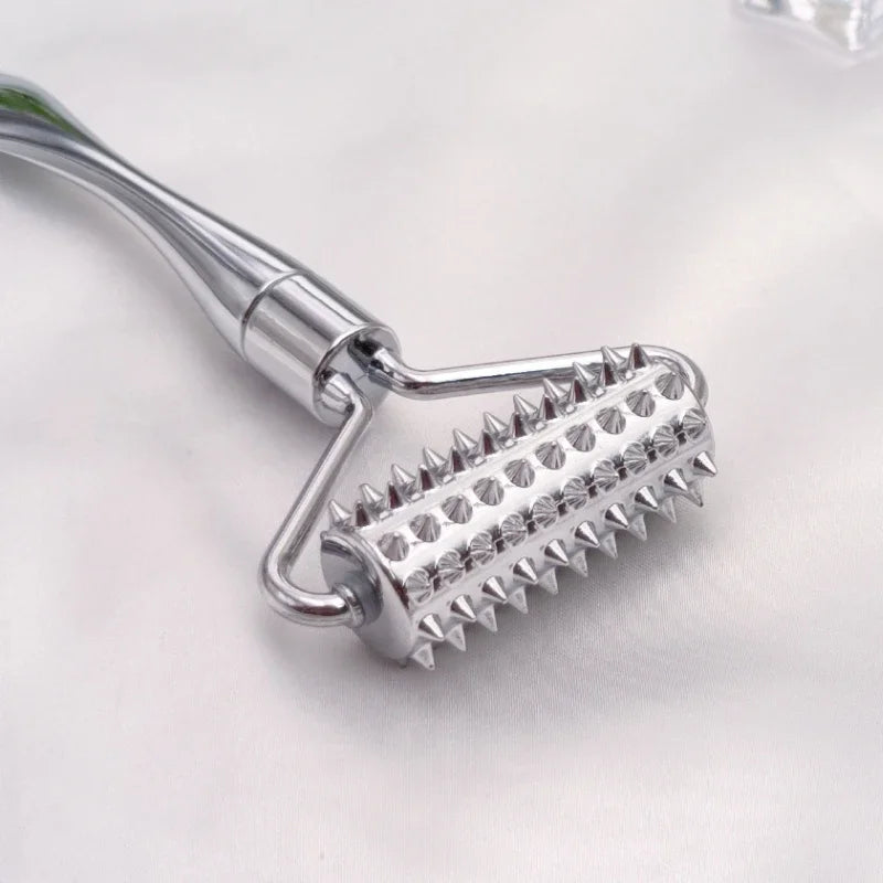 Zinc Alloy Microneedle Roller Facial Wrinkle Remover Manual Massager Micropin Skincare Beauty Tool Device Dermaroller for Face