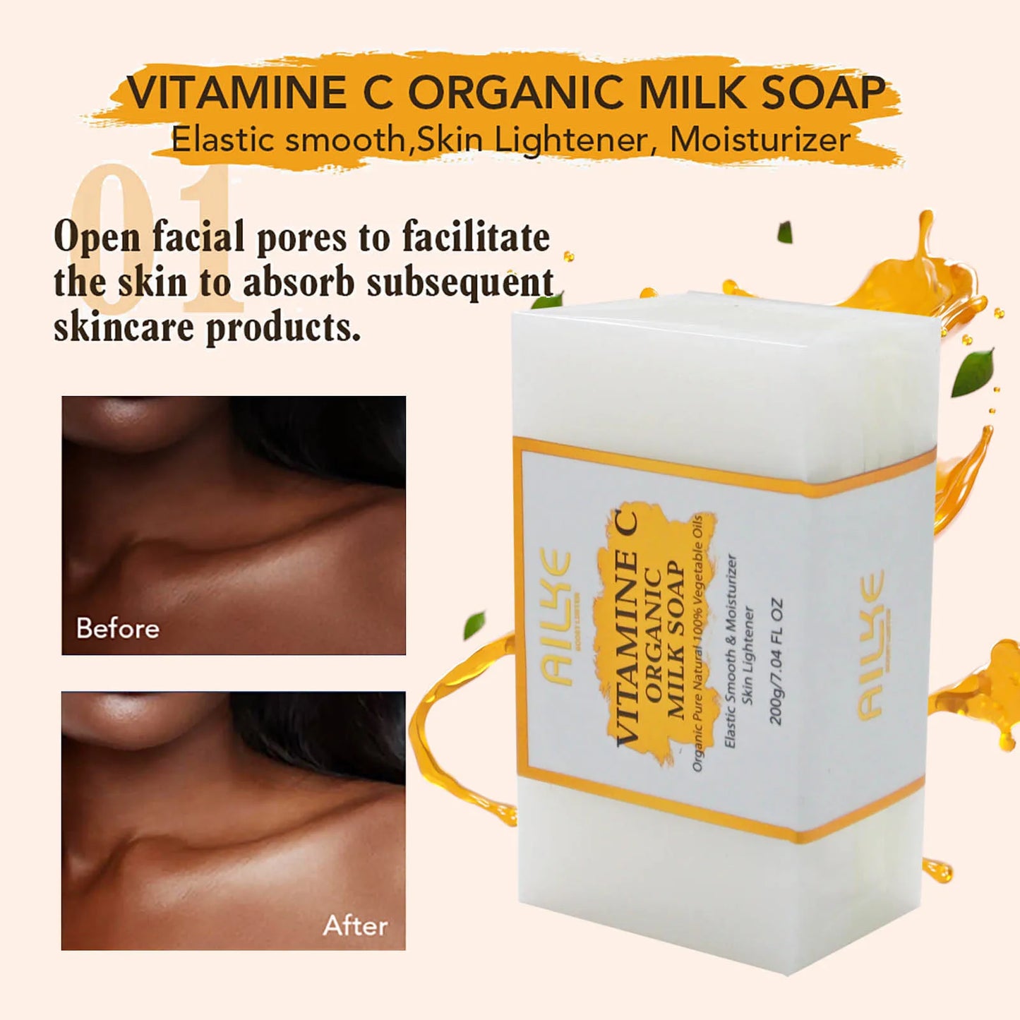 AILKE Vitamin C Whitening Serum, Remove Dark Spots, Moisturizing, Anti-Aging & Wrinkle, Beauty Skin Care Cosmetics