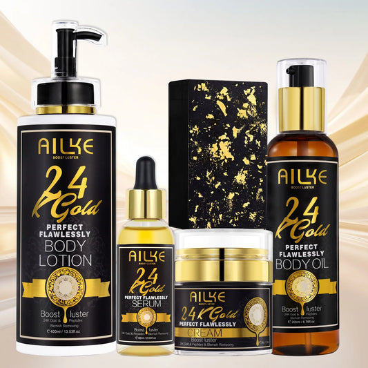 AILKE 24k Gold Whitening Range For All Skin Types, Remove Dark Spots, Wrinkles, Hyperpigmentation, Moisturizing, Hydration