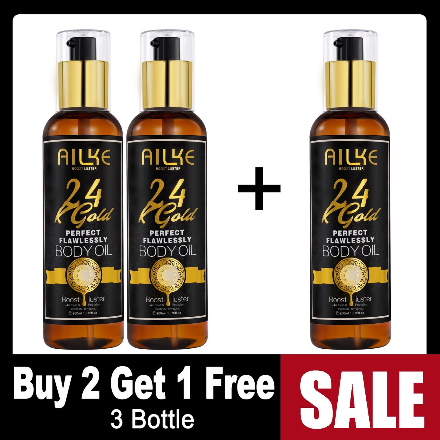 AILKE 24k Gold Whitening Range For All Skin Types, Remove Dark Spots, Wrinkles, Hyperpigmentation, Moisturizing, Hydration
