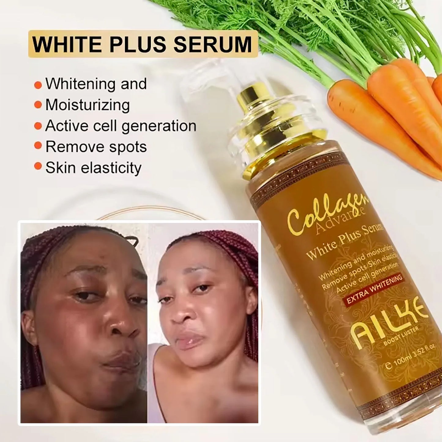 AILKE Collagen Skin Care Kit, Reduce Spots, Whitening, Even Skin Tone, For Dark Skin, Black Skin, African Skin, Caramel Skin