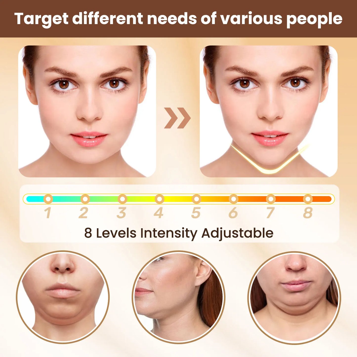 Electric V Face Lifting Beauty Device 6 Modes 8 Levels EMS Micro-current Firming Facial Massager Double Chin Removal Skin 2027