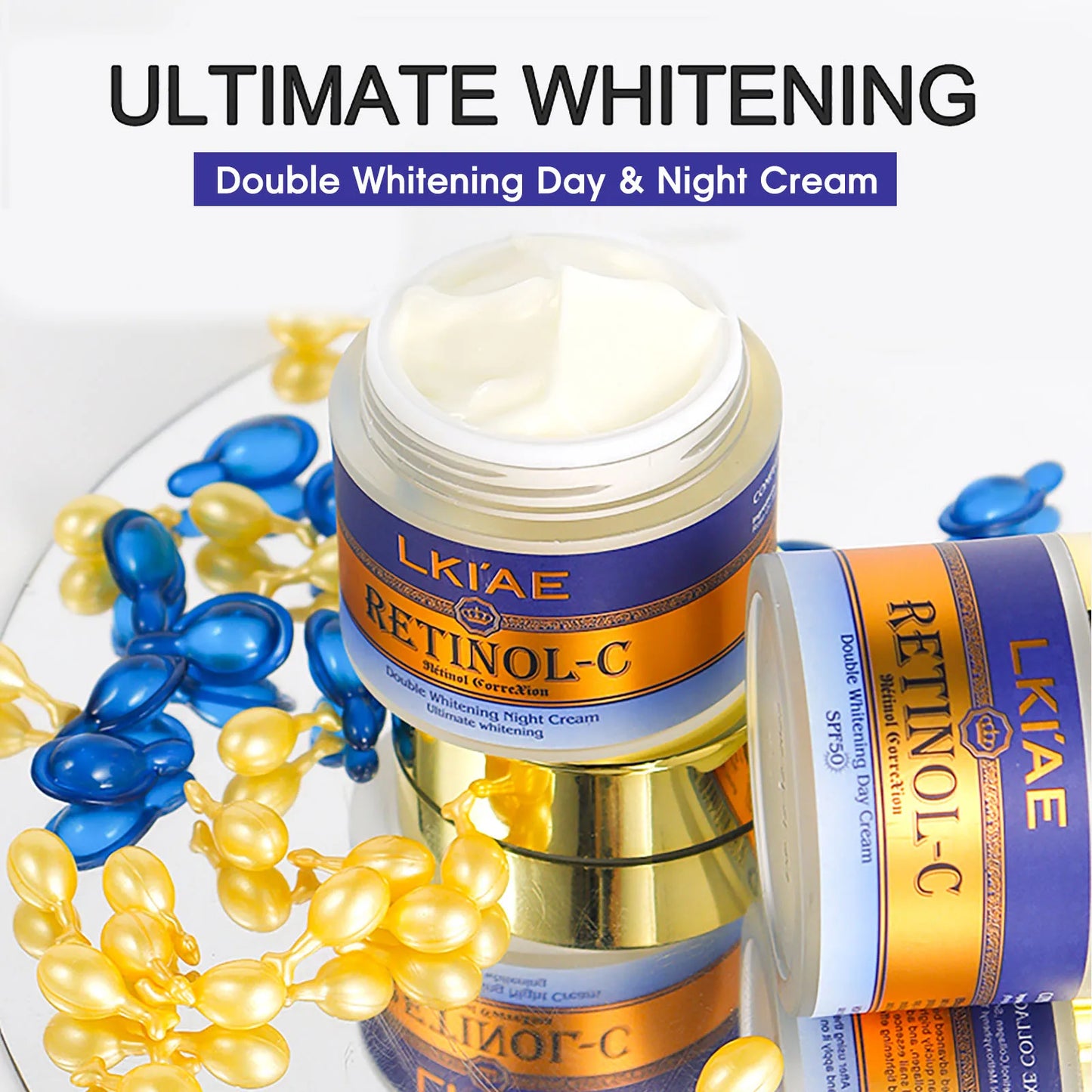 AILKE Day And Night Retinol Whitening Face Cream, Cleaning, Reduce Dark Spots, Wrinkles, With Snail Extract, For All Skin Types