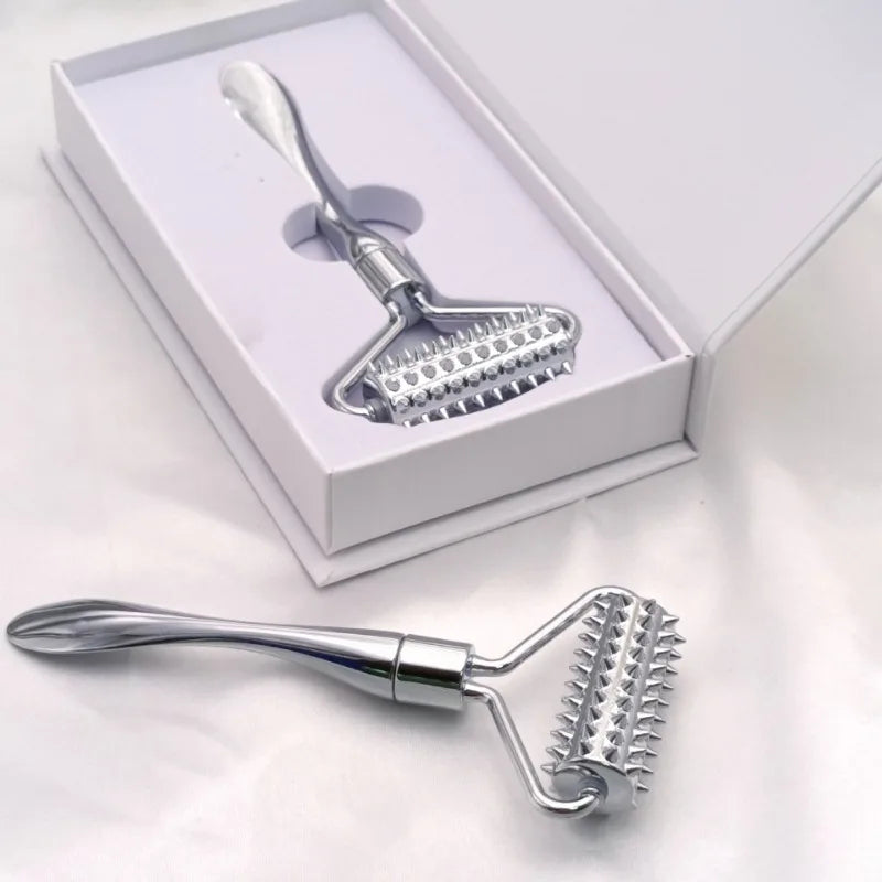Zinc Alloy Microneedle Roller Facial Wrinkle Remover Manual Massager Micropin Skincare Beauty Tool Device Dermaroller for Face
