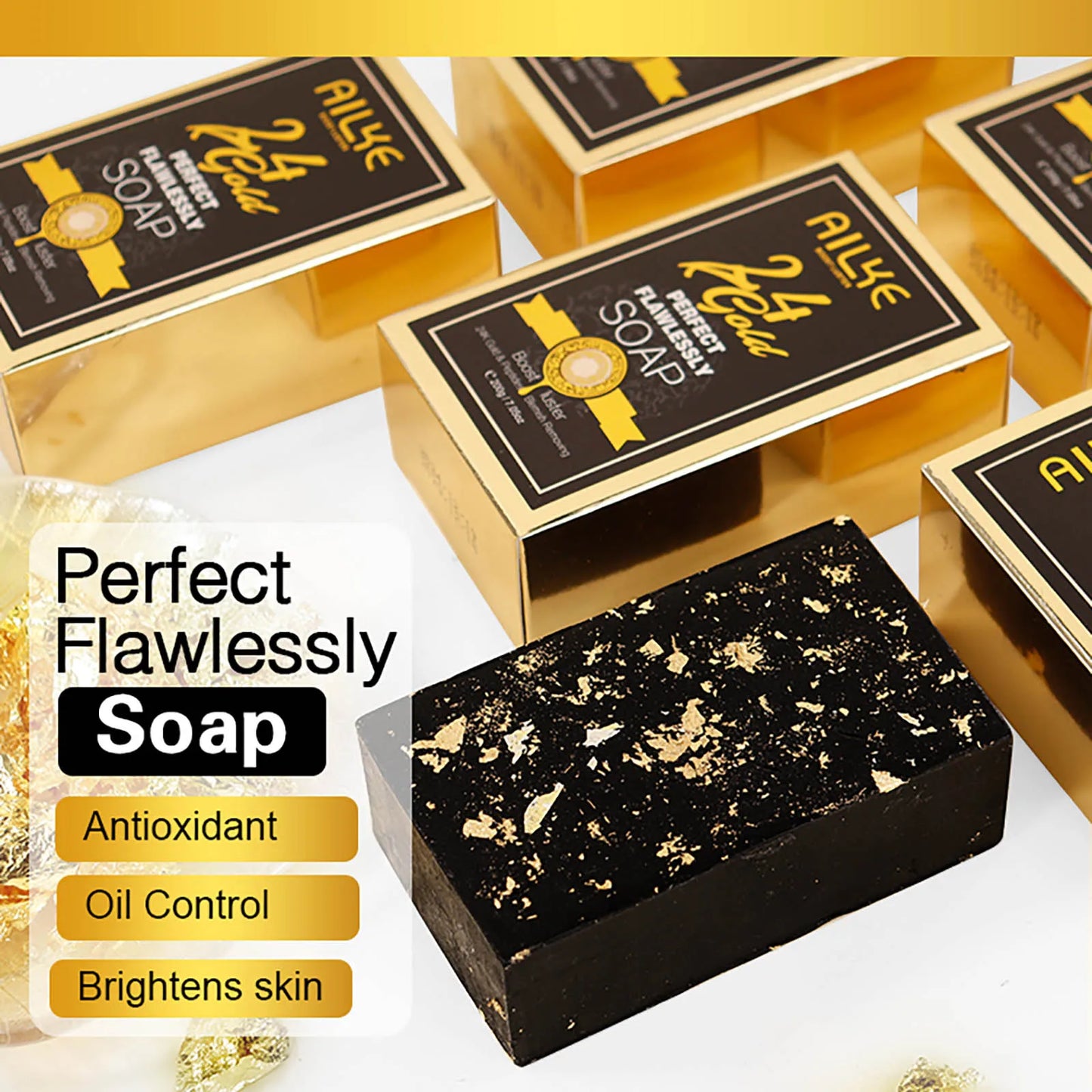 AILKE 24k Gold Whitening Range For All Skin Types, Remove Dark Spots, Wrinkles, Hyperpigmentation, Moisturizing, Hydration