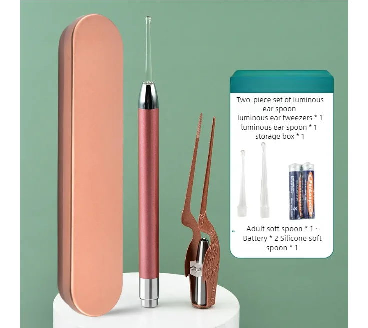 Ear Cleaning Kit with LED Light Ear Wax Removal Kit for Kids and Adults Earwax Spoon Digger & Tweezers  Ear Cleaning Tool Set