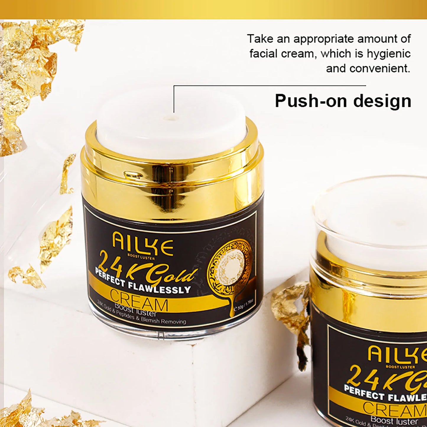 AILKE 24k Gold Perfect Flawlessly Face Cream, Whitening, Reduce Blemish, Melanin, Improve Dull Skin, With Glutathione Vitamin C