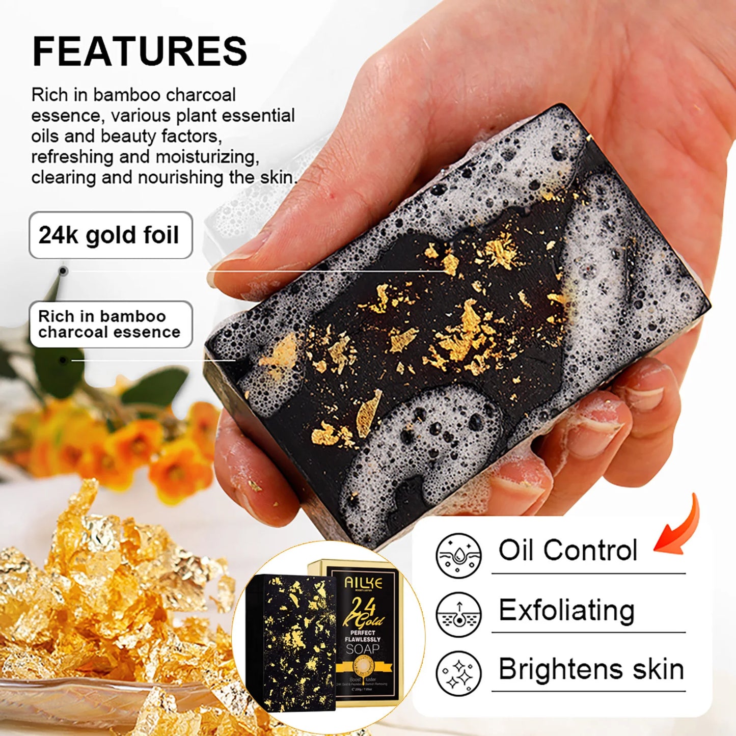 AILKE 24K Gold Collagen Whitening Skin Care Set for All Skin Types, Remove Dark Spot, Wrinkles, Fine lines, Even Skin Tone