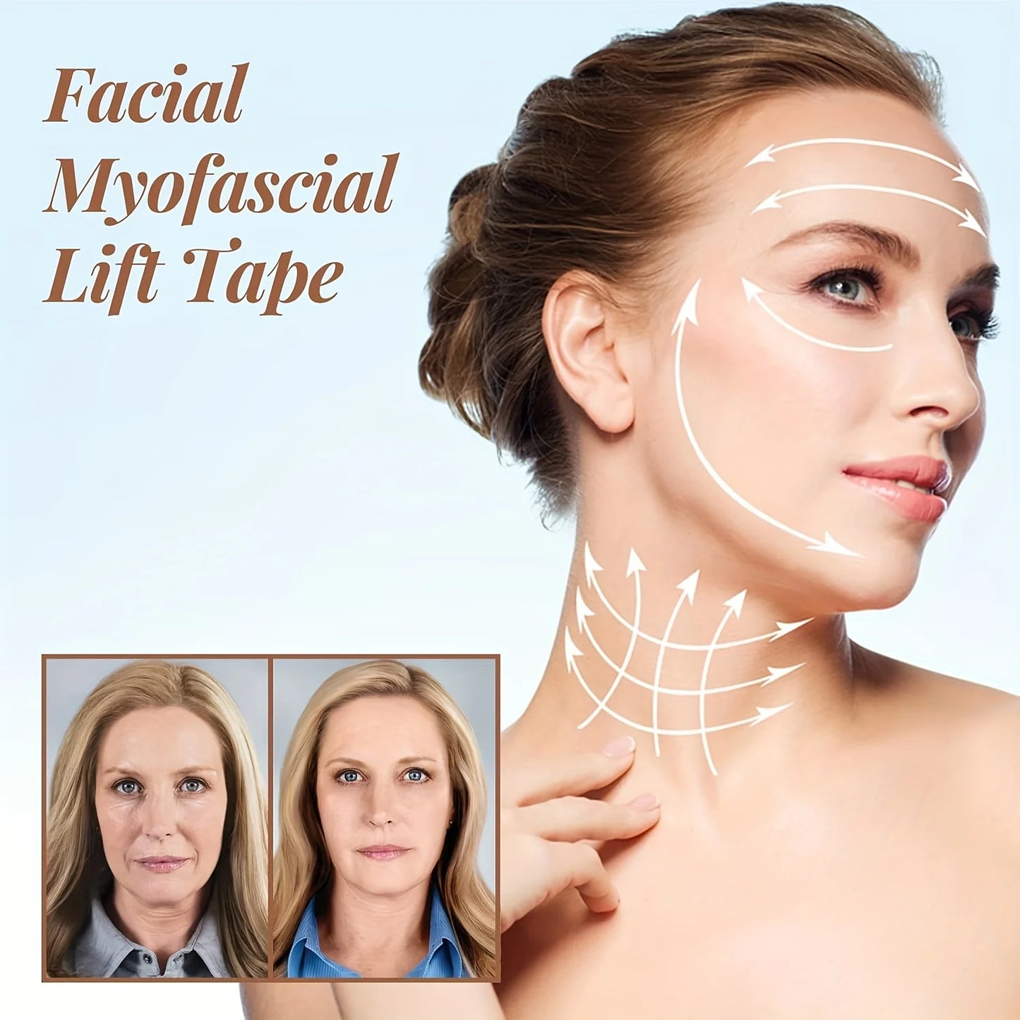 Face and Neck Wrinkle Removal Tape - Smooth Multipurpose High Elasticity Face Sticker for Forehead, Neck, Lips, Chin Care Tool