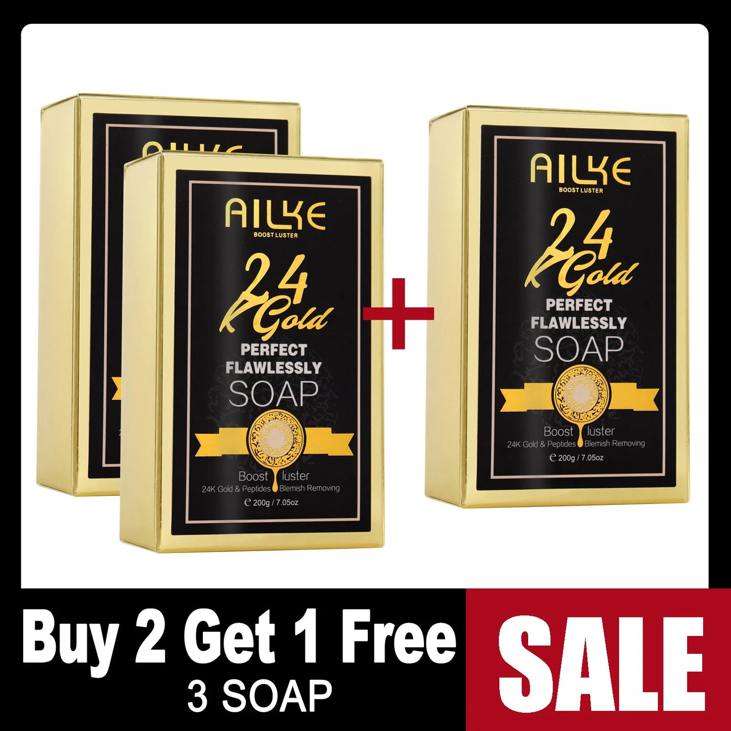 AILKE 24k Gold Whitening Range For All Skin Types, Remove Dark Spots, Wrinkles, Hyperpigmentation, Moisturizing, Hydration