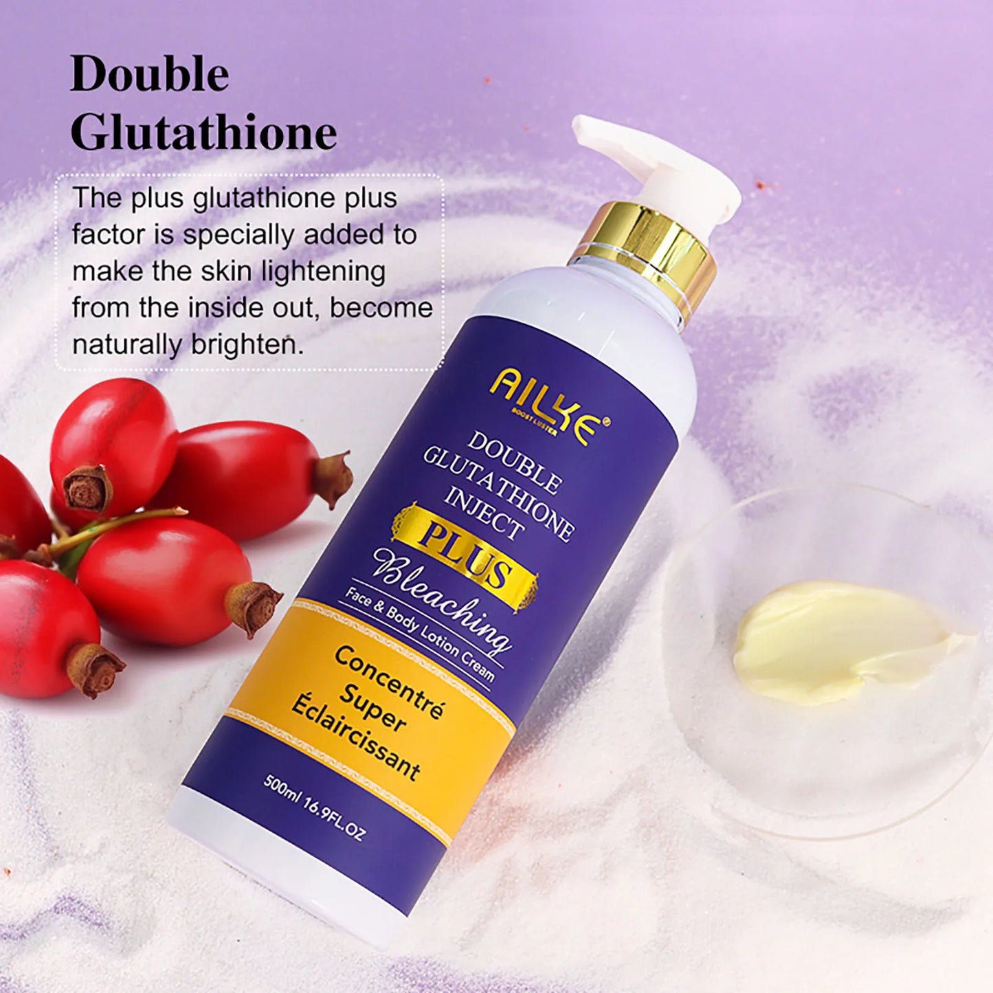 AILKE Double Glutathione PLSU Brightening Face Serum, Reduce Freckles Chloasma, Antioxidant For Face & Body, Hands, Knuckle