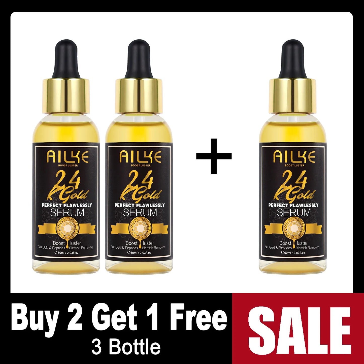 AILKE 24K Gold Collagen Whitening Skin Care Set for All Skin Types, Remove Dark Spot, Wrinkles, Fine lines, Even Skin Tone