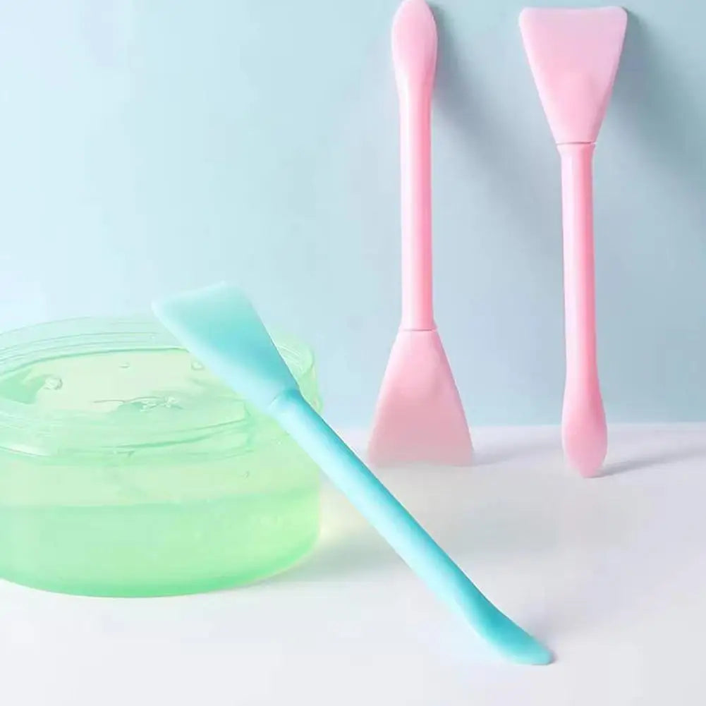 Double Head Dual-use Facial Mask Brush Silicone Facial With Scoop Apply Mud Film Facial Mask Brush Facial Beauty Tool