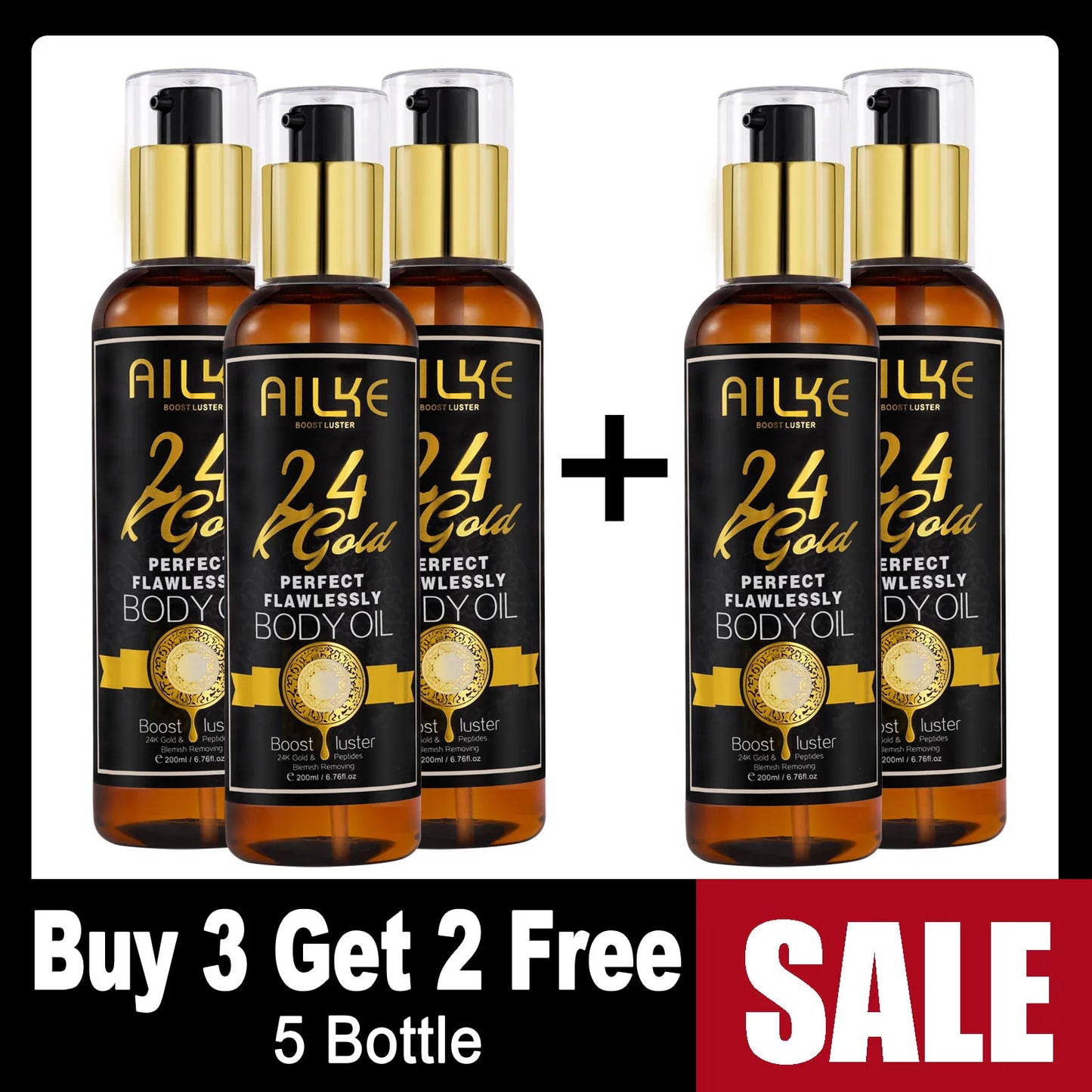 AILKE 24K Gold Collagen Whitening Skin Care Set for All Skin Types, Remove Dark Spot, Wrinkles, Fine lines, Even Skin Tone
