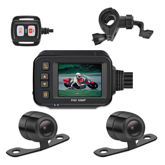 1080P Waterproof Motorcycle Camera DVR Motorcycle Dashcam 2 Inch Display Front Rear Camera Driving Recorder Box DVR Dash Cam