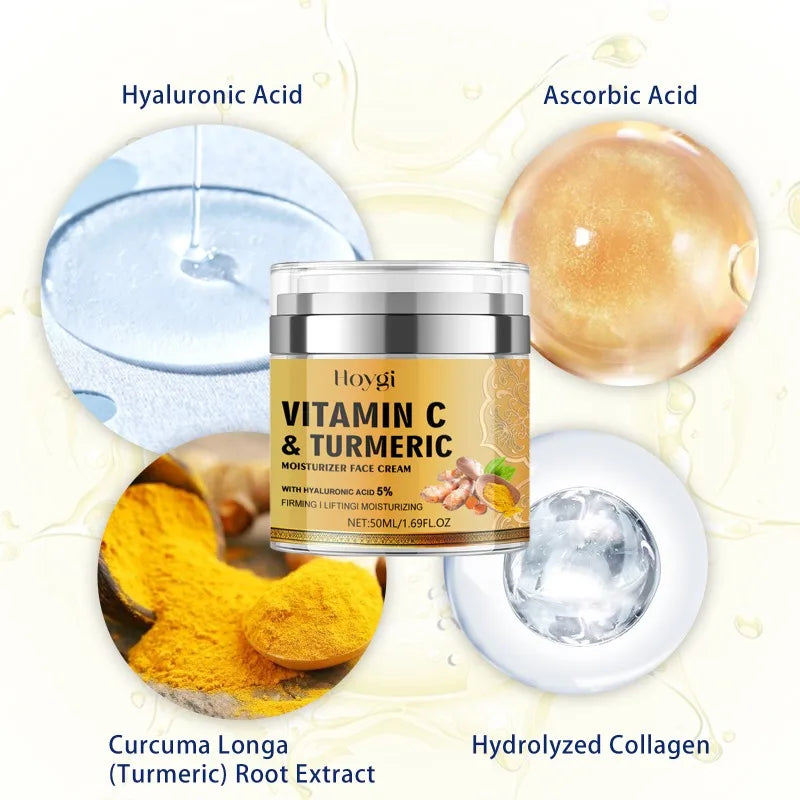 1-4PCS Turmeric Collagen Face Cream Anti Wrinkle Moisturizer Brightening Whitening Firming Skin Care Reduces Fine Lines