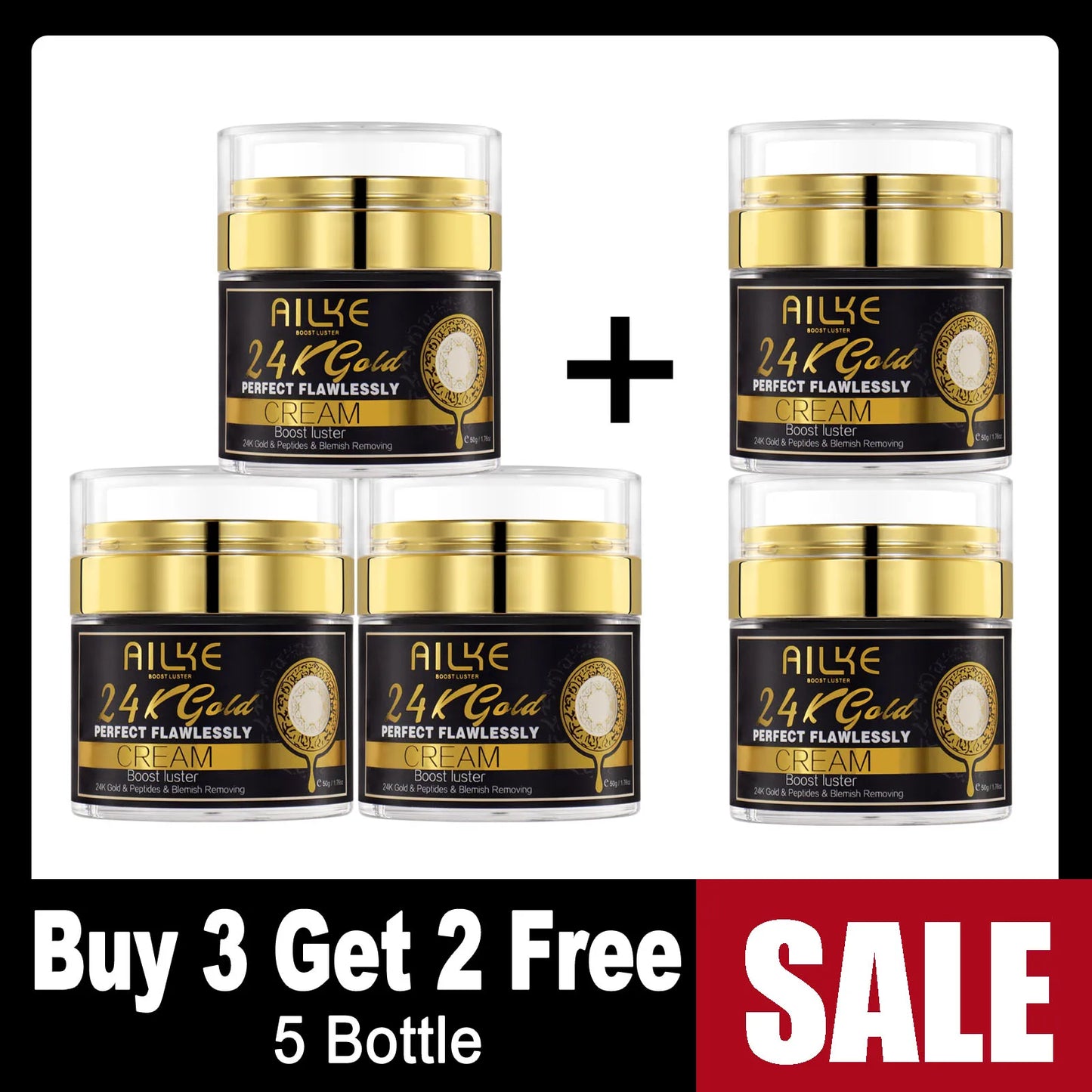 AILKE 24k Gold Whitening Range For All Skin Types, Remove Dark Spots, Wrinkles, Hyperpigmentation, Moisturizing, Hydration