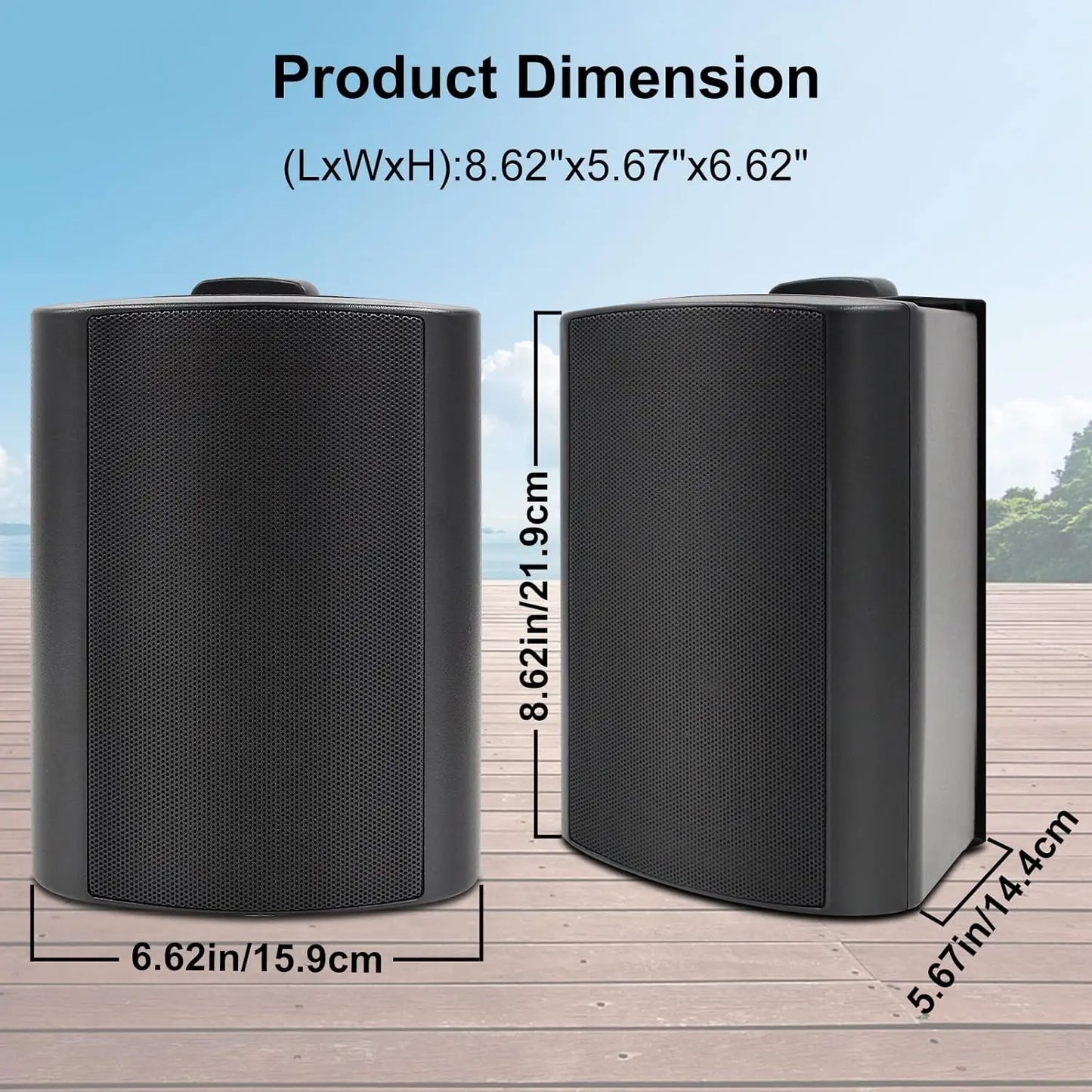 Herdio Passive Outdoor Speakers Wired Waterproof All-Weather Durability 400W Mounted  with Tweeter for Patio Backyard (2 Pairs)