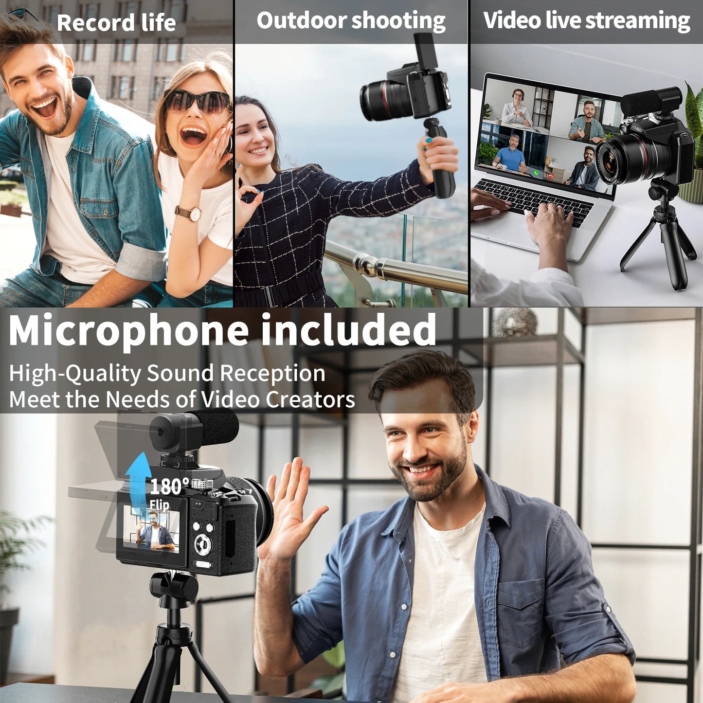 NBD 64MP Digital Cameras for Photography, 16X Optical Zoom Camera with WiFi & App Control, Vlogging Camera with 180°Flipable Scr