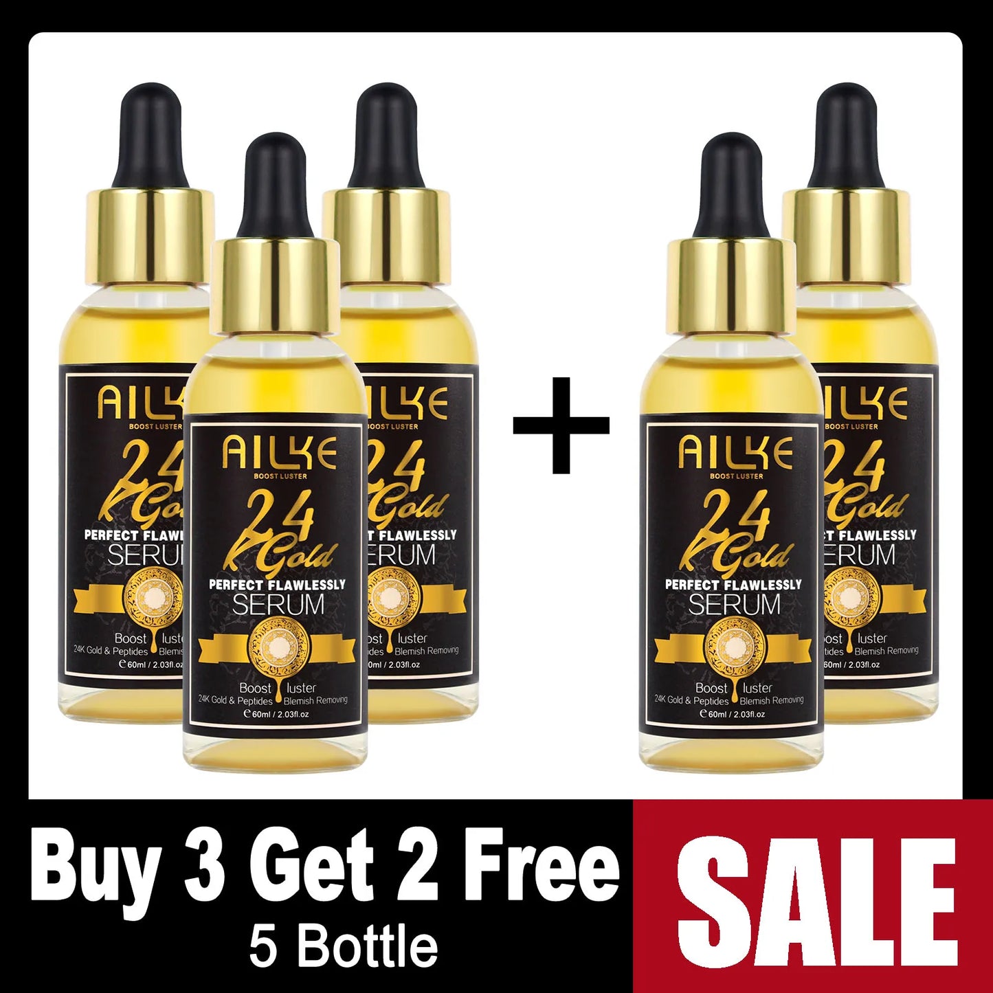 AILKE 24k Gold Whitening Range For All Skin Types, Remove Dark Spots, Wrinkles, Hyperpigmentation, Moisturizing, Hydration
