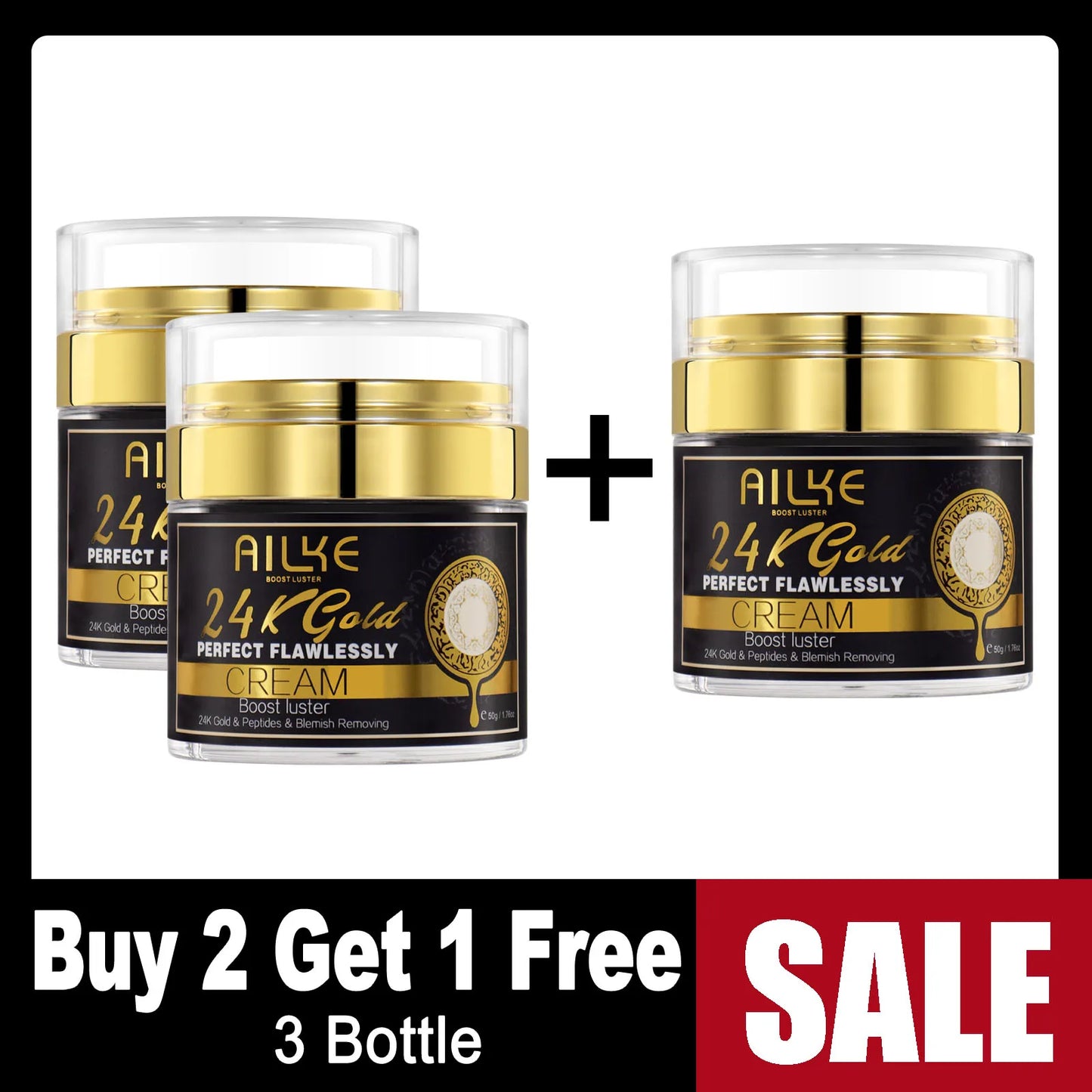 AILKE 24K Gold Collagen Whitening Skin Care Set for All Skin Types, Remove Dark Spot, Wrinkles, Fine lines, Even Skin Tone