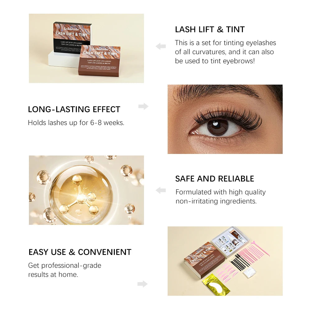 Lakerain Lash Lift and Tint Kit Professional Eyelash Lifting Perming Dyes Lashes Tint Woman Makeup Tool Curling Lashing Home Use