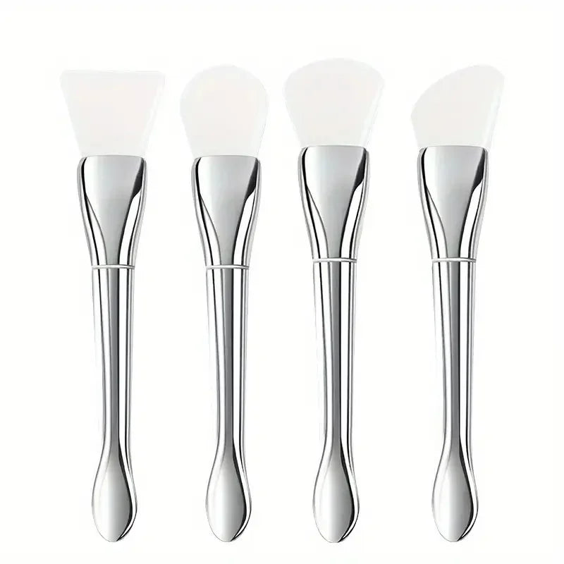 1/4 PCS Silicone Facial Mask Brush Soft Head with Scraper Integrated Dual-use Mud Film Brush DIY Film Adjusting Beauty Tools
