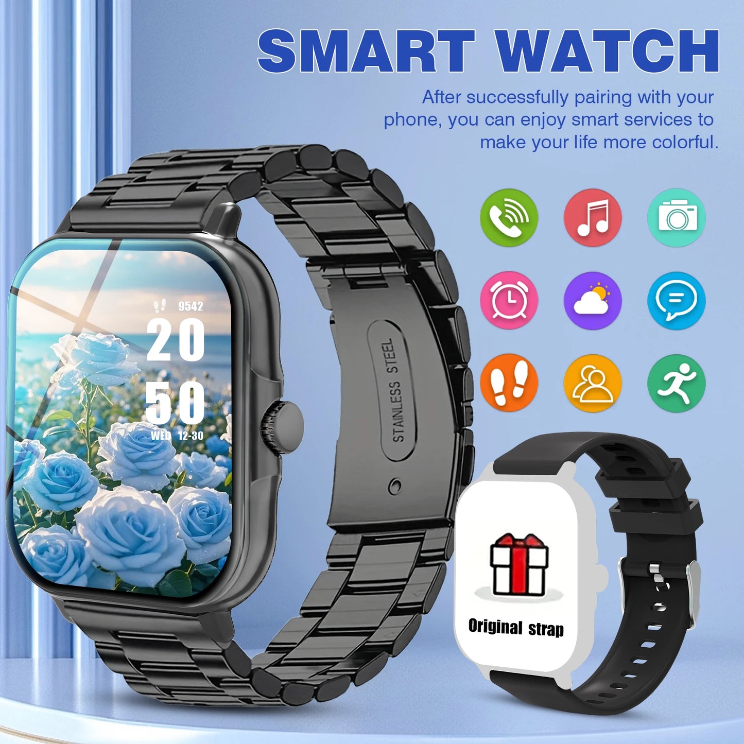 2025 Smart Watch, Wireless Dialing, Multiple Sport Modes, Various App Notifications, Perfect Gift for Holidays, iPhone/Android