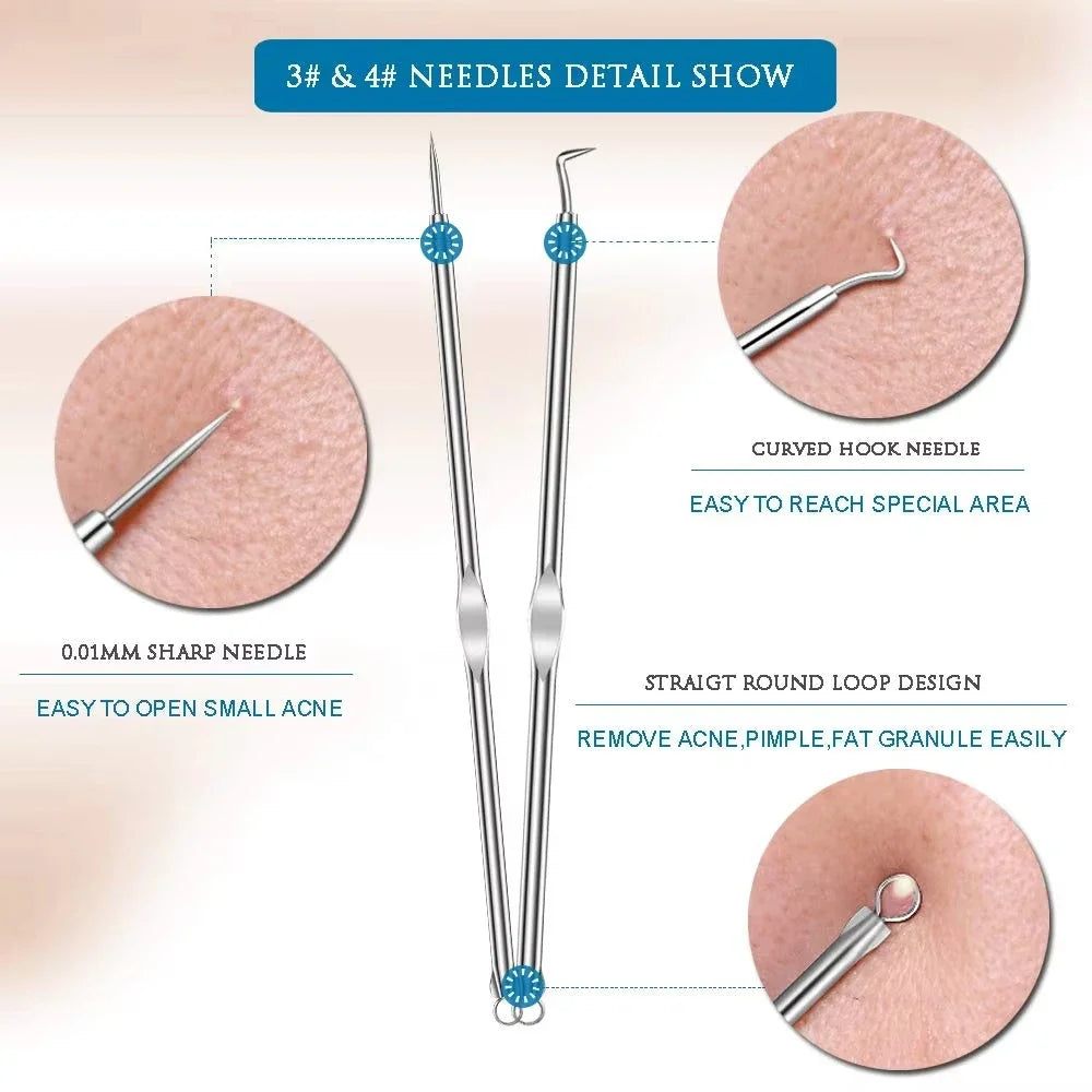 4Pcs Blackhead Remover Acne Needle Facial Cleansing Acne Extractor Remove Blackhead Pores Cleaning Tools