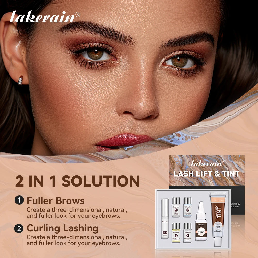 Lakerain Lash Lift and Tint Kit Professional Eyelash Lifting Perming Dyes Lashes Tint Woman Makeup Tool Curling Lashing Home Use