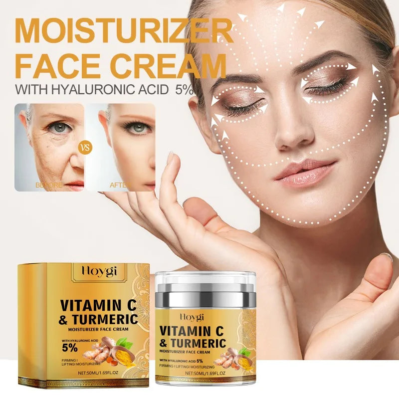 1-4PCS Turmeric Collagen Face Cream Anti Wrinkle Moisturizer Brightening Whitening Firming Skin Care Reduces Fine Lines
